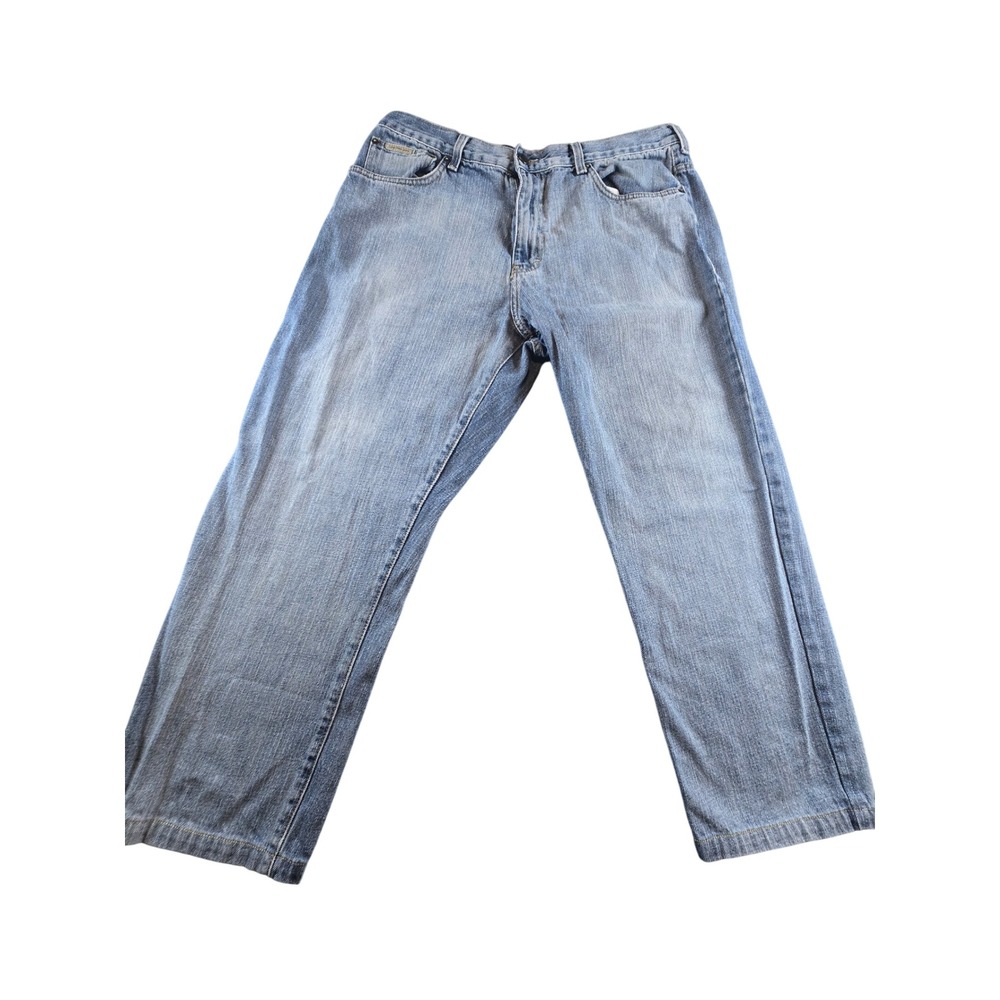 Calvin Klein Jeans Mens 36 Straight Leg Light Wash Blue Denim Jeans